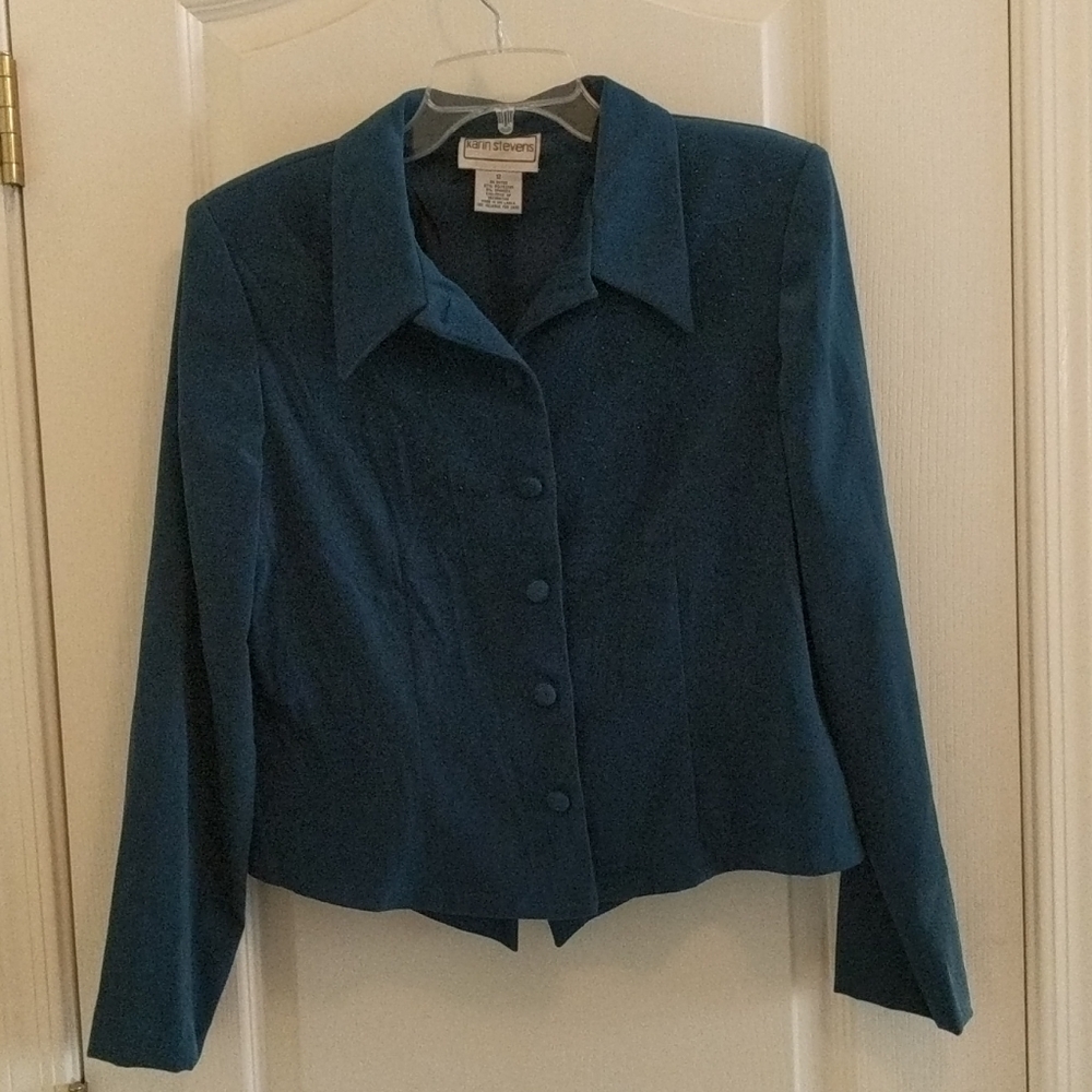 Karin Stevins, size 12, teal jacket,mid calf dress